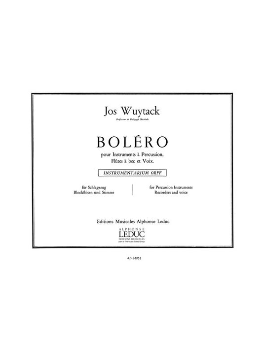 Bolero - flûte à bec, voix et instrument de percussion | Jos Wuytack