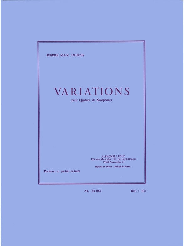 Variations | Pierre-Max Dubois | Quatuor de saxophones
