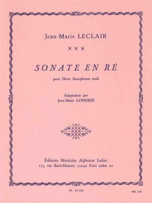 Sonate En Re | Leclair | Saxophone