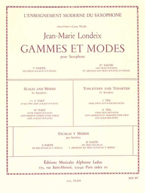 Gammes et Modes Vol.1 | Jean-Marie Londeix | Saxophone