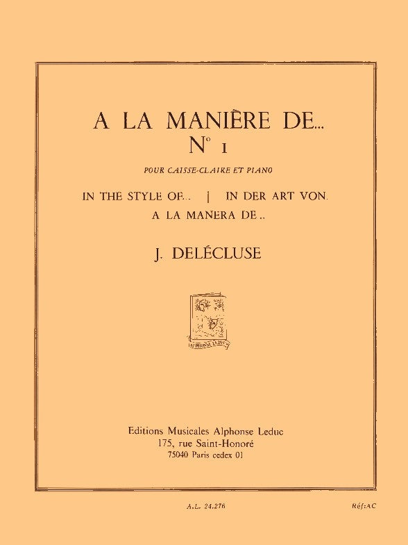 A La Manière De N01 | Jacques Delécluse | Caisse claire