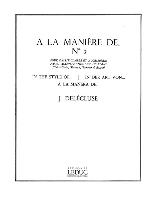 A La Manière De N02 | Jacques Delécluse | Caisse claire
