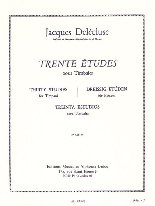 30 Études Cahier 2 pour Timbales | Jacques Delécluse