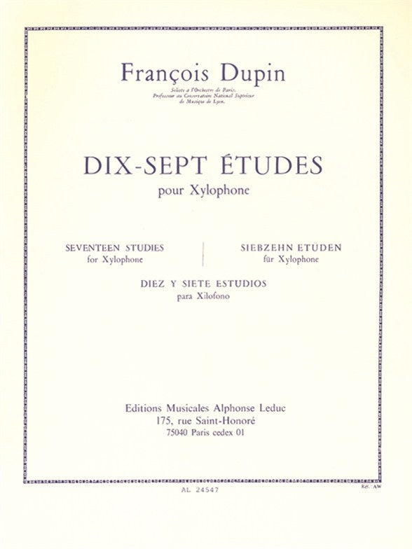 17 Études pour Xylophone | François Dupin