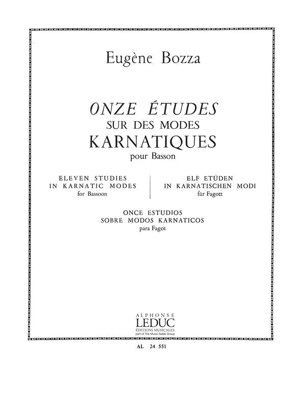 11 Études sur des Môdes karnatiques | Eugène Bozza | Basson