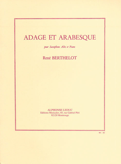 Adage et Arabesque (Alto Saxophone and Piano) | René Berthelot