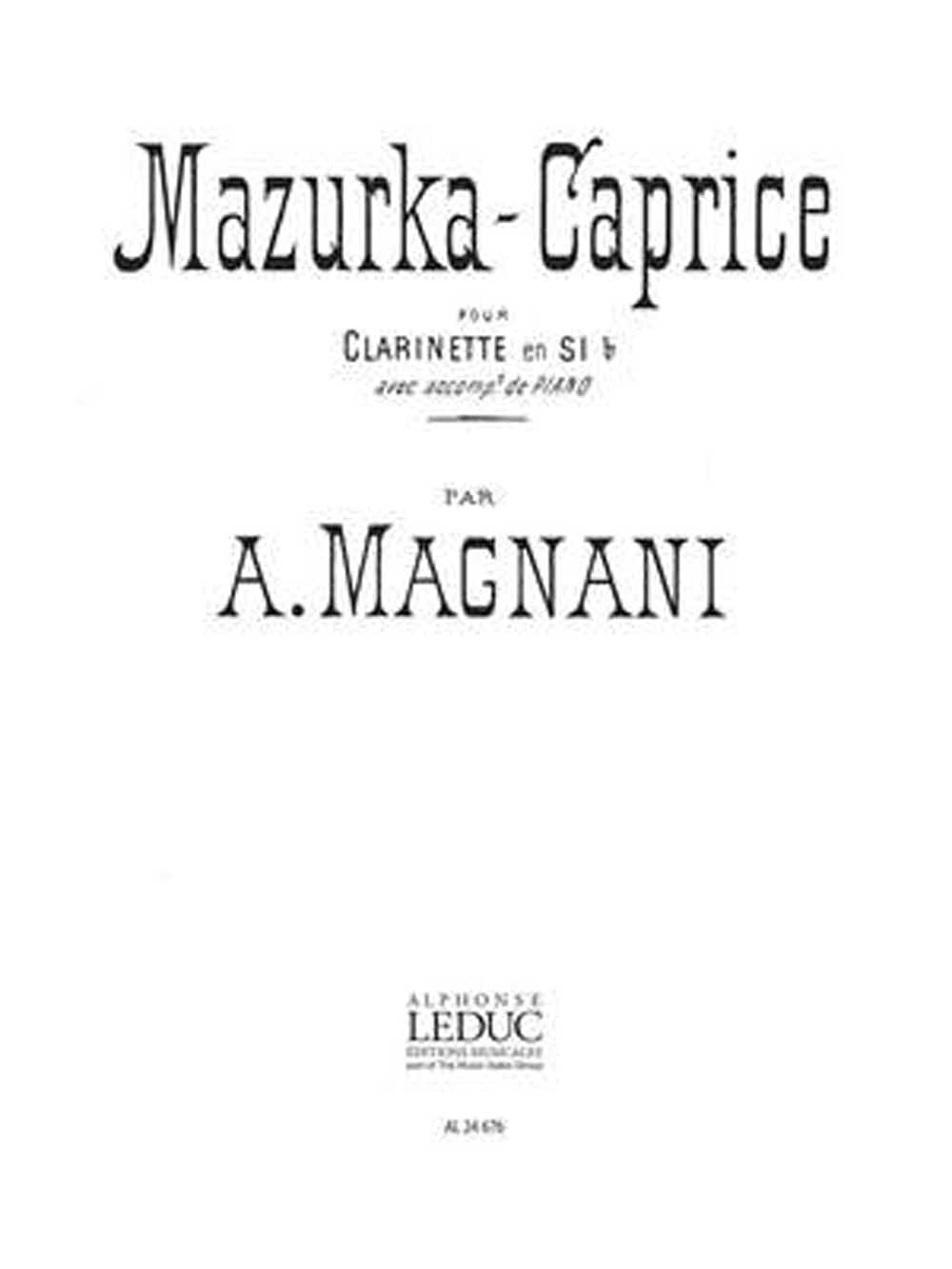 Mazurka Caprice | Aurelio Magnani | Clarinette