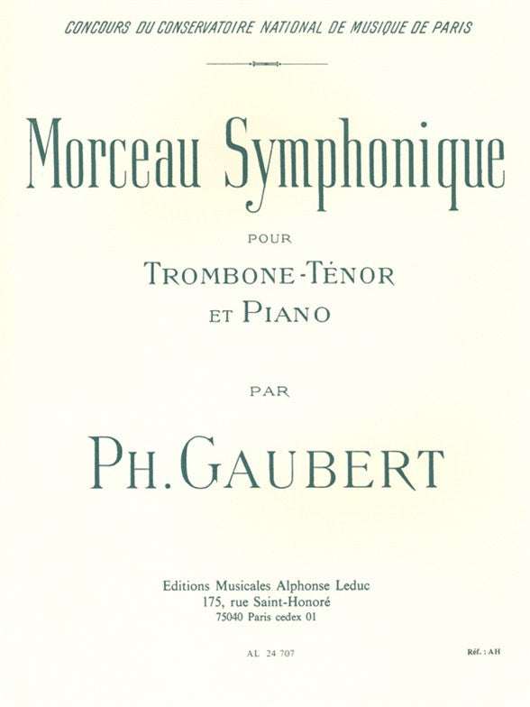 Morceau symphonique pour trombone ténor et piano | Philippe Gaubert