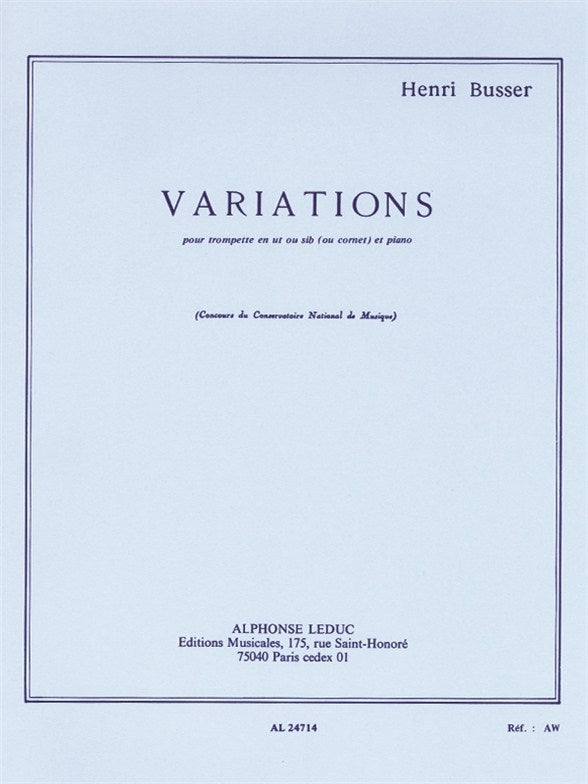Variations Op. 53 pour trompette et orchestre | Henri Büsser
