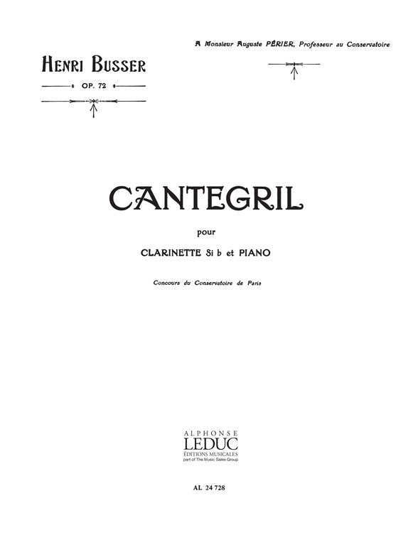 Cantegril Op72 | Henri Büsser | Clarinette