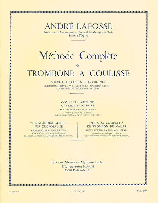 Méthode de Trombone, Volume 3 | André Lafosse