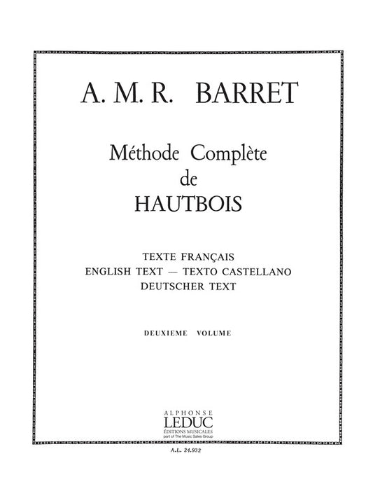 A.M.R. Barret: Méthode complète Vol.2 | Hautbois