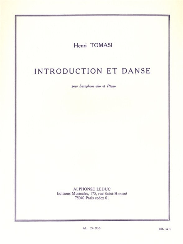 Introduction Et Danse pour saxophone alto et piano | Henri Tomasi