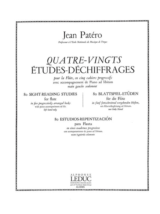 Jean Patero: 80 Etudes de Dechiffrages Vol.3 de Jean Patero, Partition pour flûte et Piano