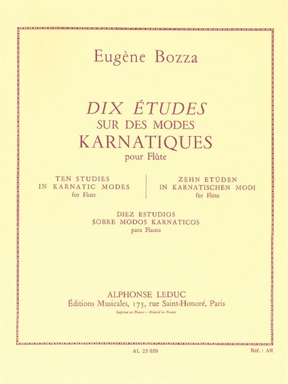 10 Études Sur Des Modes Karnatiques | Eugène Bozza | Flûte