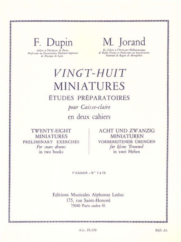 28 Miniatures - Études préparatoires pour caisse claire | François Dupin