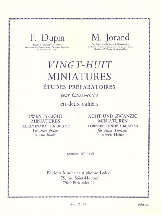28 Miniatures - Études préparatoires pour caisse claire | François Dupin