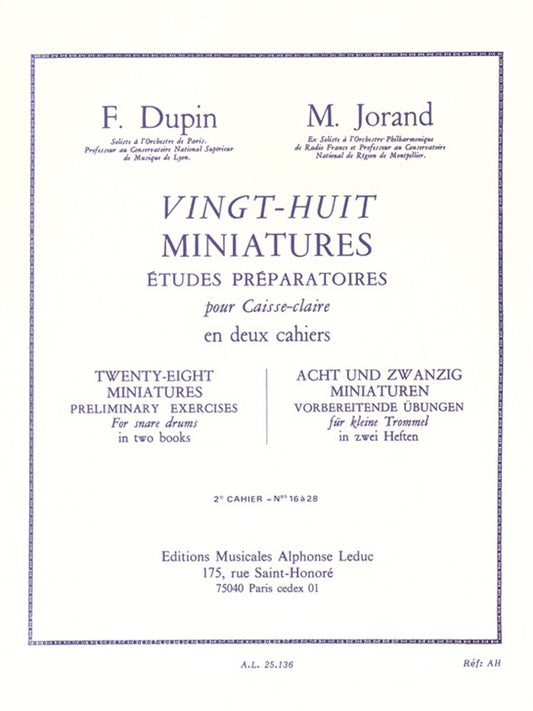 28 Miniatures - 2e Cahier - Nos 16 à 28 | François Dupin