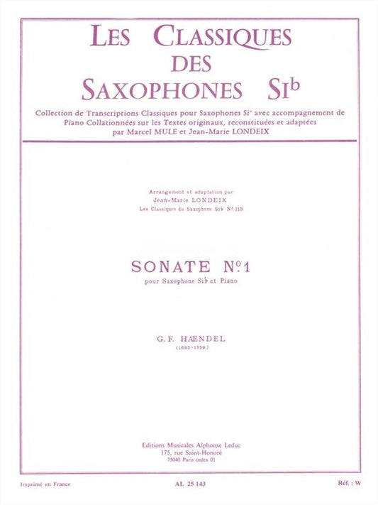 Sonate n° 1 | Georg Friedrich Händel | Saxophone ténor