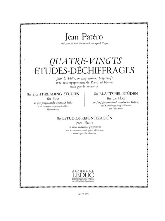 Jean Patero: 80 Etudes de Dechiffrages Vol.5 de Jean Patero, Partition pour flûte et Piano