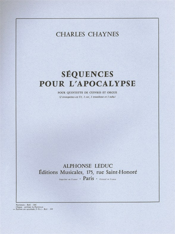 Sequences Pour L'Apocalypse | Charles Chaynes | Quintette de cuivres | Jeu de parties
