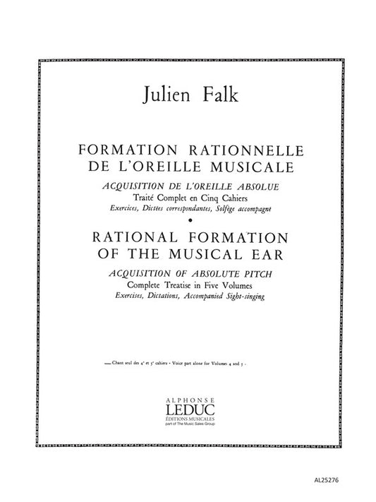Falk Formation Rationnelle De L'Oreille Musicale de Falk, Livre pour voix
