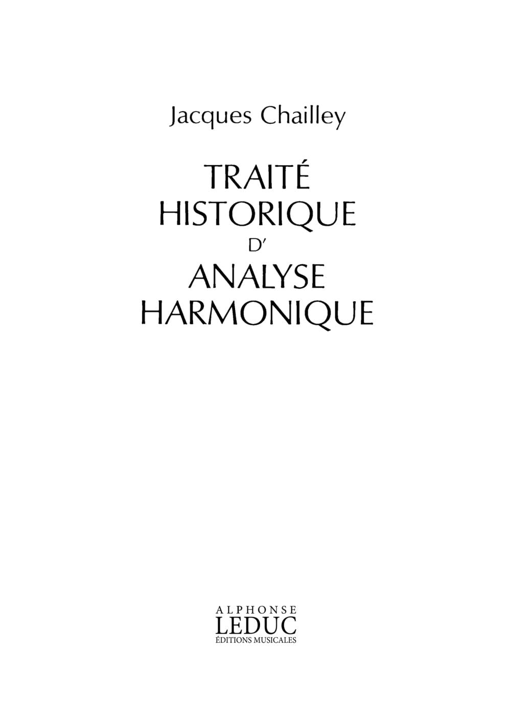Traité Historique d'Analyse Harmonique | Jacques Chailley