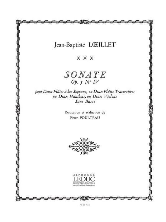 Sonate Op5 N04 | Jean-Baptiste Loeillet | Flûte à bec