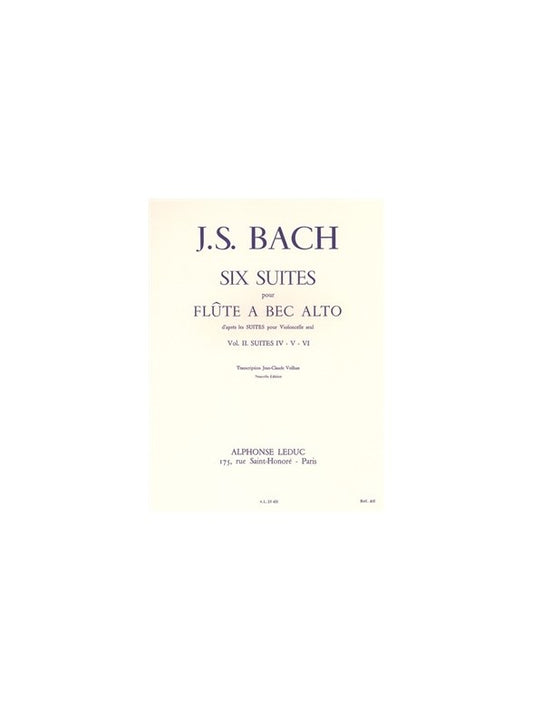 6 Suites Vol.2 No.4-6 Flute a bec Alto | Johann Sebastian Bach