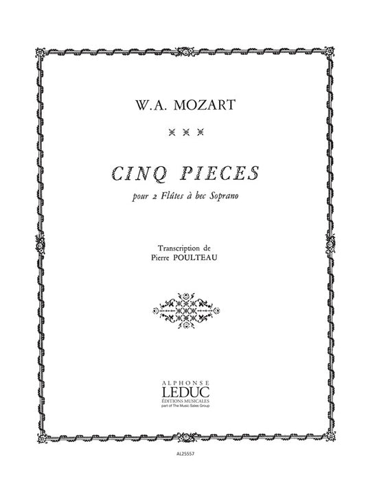 5 Pièces | Wolfgang Amadeus Mozart | Flûte à bec