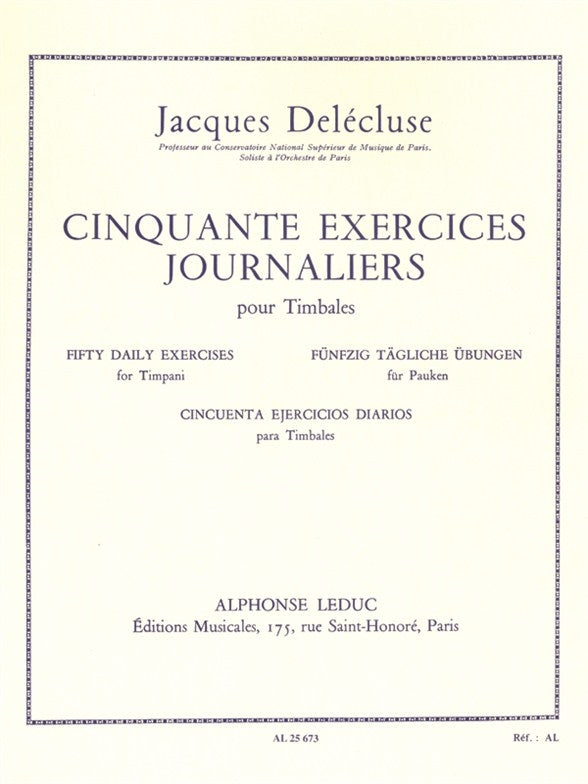 50 Exercices Journaliers pour timbales | Jacques Delécluse