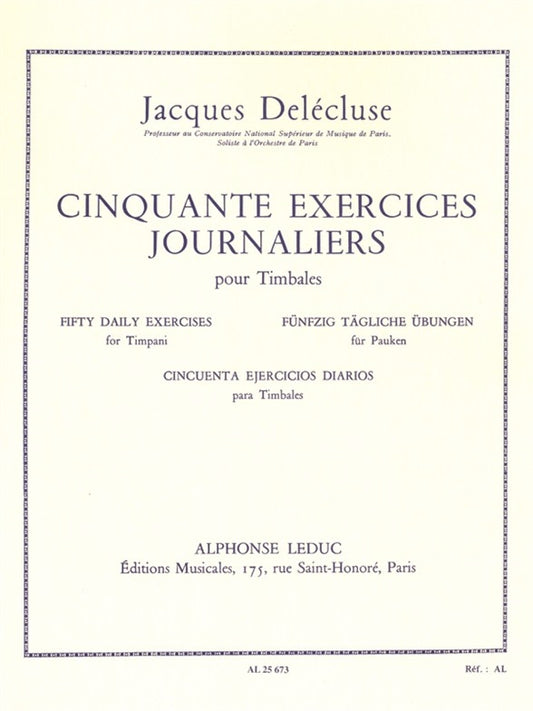 50 Exercices Journaliers pour timbales | Jacques Delécluse