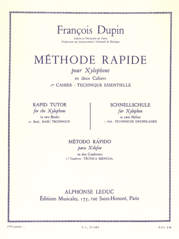 François Dupin : Méthode rapide pour xylophone