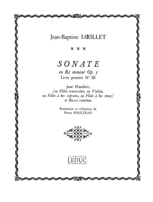 Sonate, op. 5 n° 3, en ré mineur | Jean-Baptiste Loeillet