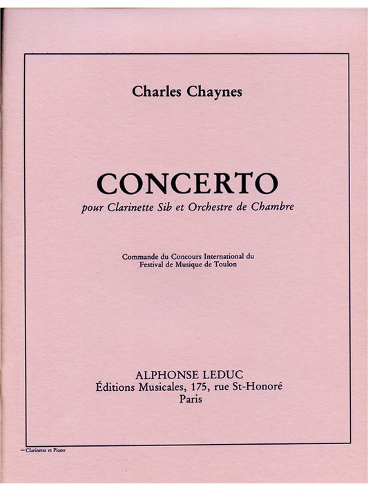 Concerto-Clar. Et Orchestre | Charles Chaynes | Clarinette