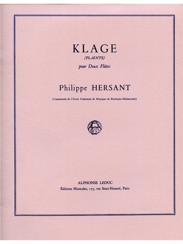 Klage -Plainte | Philippe Hersant | Flûte