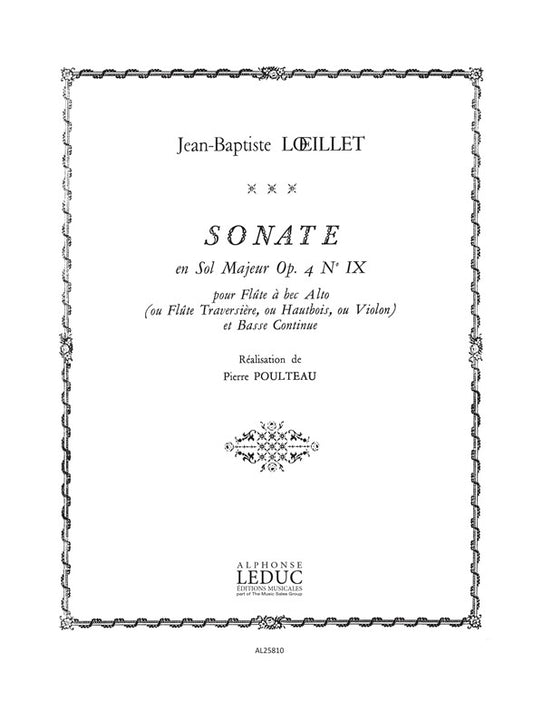 Sonate, op. 4 n° 9, en sol majeur | Jean-Baptiste Loeillet