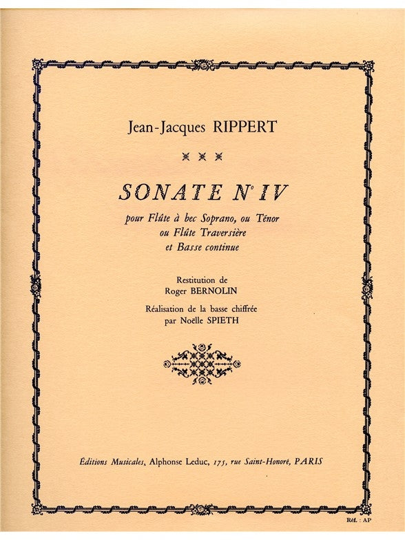 Rippert/Bernolin - Sonate n° 4 - flûte à bec soprano et basse continue