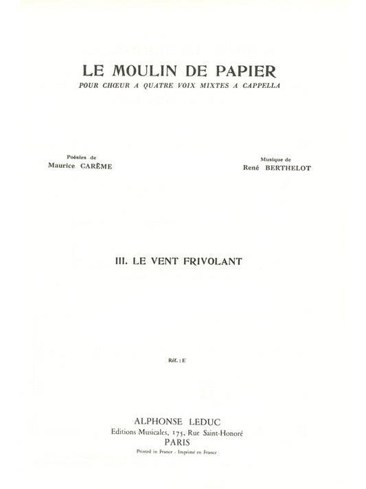 Le Moulin de Papier No.3 - Lamento dun Trenu | René Berthelot