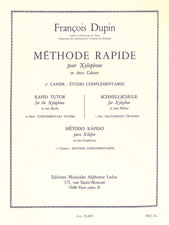 Méthode rapide pour Xylophone Vol.2 | François Dupin
