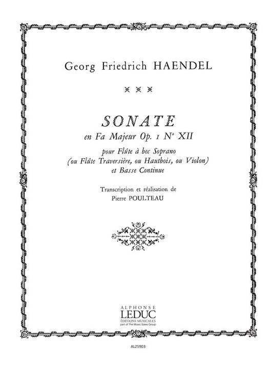 Sonate, op. 1 n° 12, en fa majeur | Georg Friedrich Händel