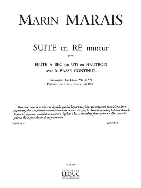 Suite En Re Mineur | Marin Marais | Flûte à bec