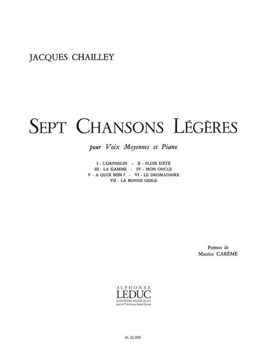 7 Chansons Légères | Jacques Chailley | Voix