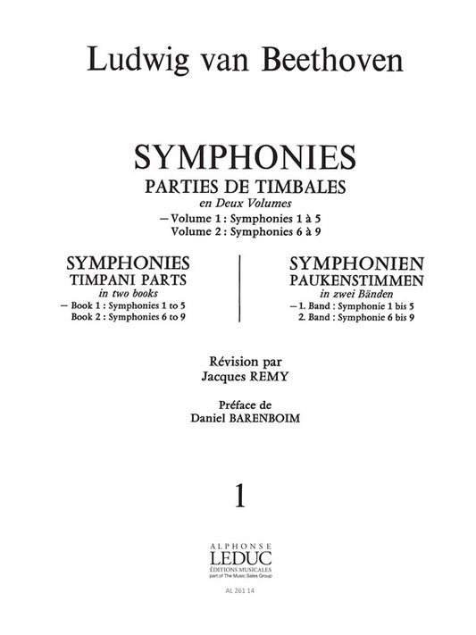 Symphonies - parties de timbales, vol. 1 | Ludwig van Beethoven