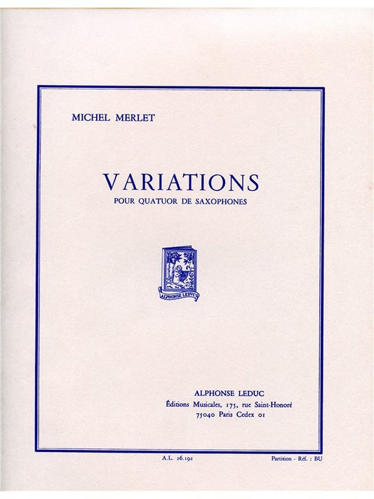 Variations Op32 | Michel Merlet | Quatuor de saxophones | Partition