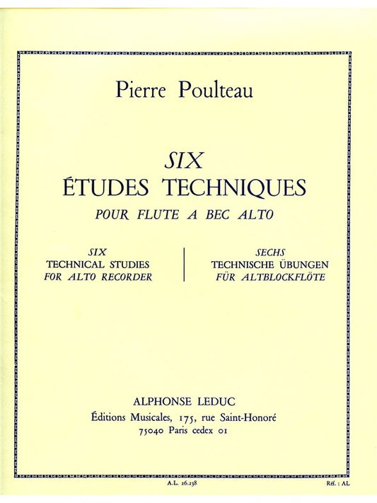 6 Études Techniques | Poulteau | Flûte à bec