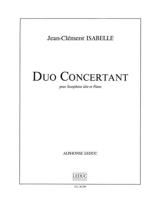 Duo Concertant de Isabelle, Livre pour saxophone en mi bémol et Piano