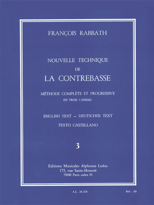 Nouvelle Technique de la Contrebasse, Cahier 3 | François Rabbath