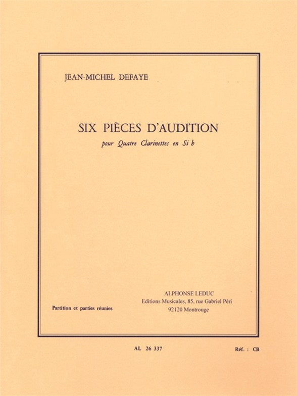 6 Pièces d'audition - 4 clarinettes | Jean-Michel Defaye