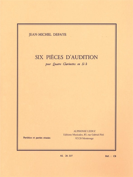 6 Pièces d'audition - 4 clarinettes | Jean-Michel Defaye